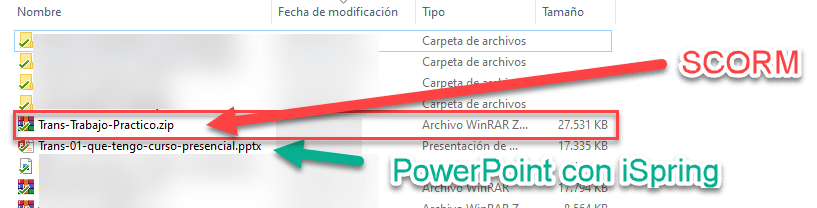 Exportar un SCORM con iSpring y publicar SCORM en Moodle