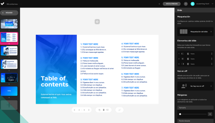 Selecciona las láminas.Crea un curso de eLearning con isEazy Author