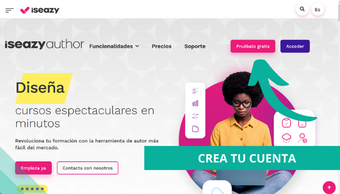 Crea una cuenta.Crea un curso de eLearning con isEazy Author