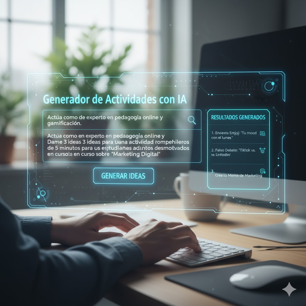 Ejemplo de cómo usar un prompt de IA para crear actividades educativas.