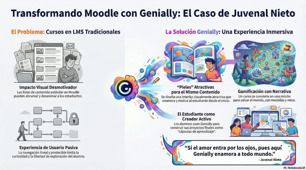 Genially en la práctica: aprendizajes reales desde el Wonderfest 2 infografia diseno atractivo moodle con genially wonderfest