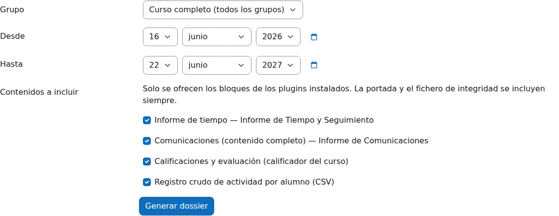 Generación del expediente de evidencias
