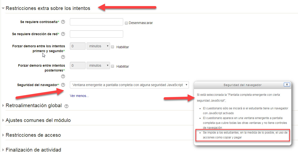 Moodle Cómo evitar copiar y pegar exámenes.